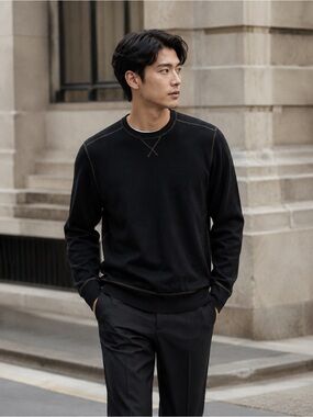 Canterbury Cashmere Men's Black Crewneck Sweater Minimalist Cozy Comfy Large